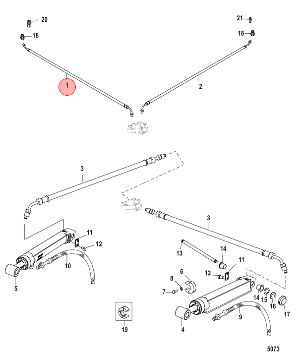 trim cylinders and hydraulic hose